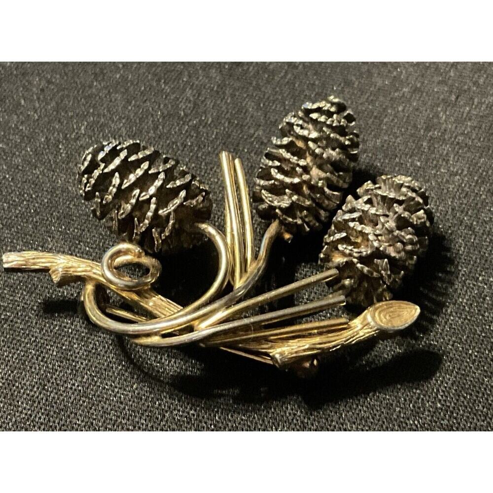 C.R. Co. Pine Cone Brooch, Sterling Trim W/ 12k Gold Filled